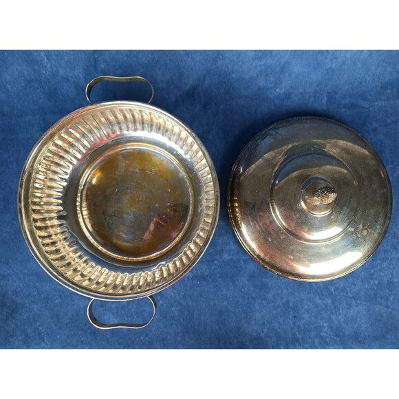 Silver Plated Serving Dish Vintage Pot With Lid And Handles Lidded Ornament Top - Picture 2 of 9